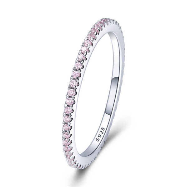BAMOER Sterling Sier CZ Simulated Diamond Stackable Ring Platinum Plated Eternity Bands for Women