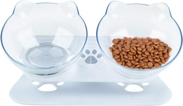 ce046c8a101534f3 Cat Food Bowls Elevated Cat Bowls Tilted 15° Plastic Cat Dishes Double Raised Cat Bowl with Non-Slip Rubber Base Stand for Cats (Black)