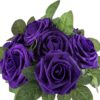 ce0a88ad732f1309 Artificial Flower Foam Purple Rose 50pcs Real Looking Fake Rose with Stems Leaves for Home Decoration Party Garden Centerpieces DIY Wedding Bouquets(Purple)