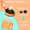 ce127472d14e63b6 1pc 1000ml Large Capacity Gradient Water Bottle,Water Bottle Straw 1 Litre Leakproof with Time Marker,for Sports Fiess