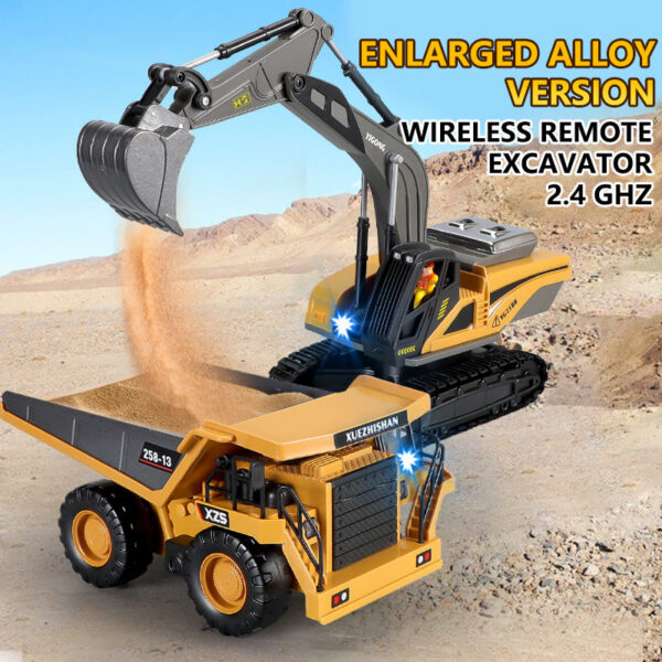 ce19e4287ab25fd0 RC Excavator Dumper Car 2.4G Remote Control Engineering Vehicle Crawler Truck Bulldozer Toys for Boys Kids Christmas Gifts