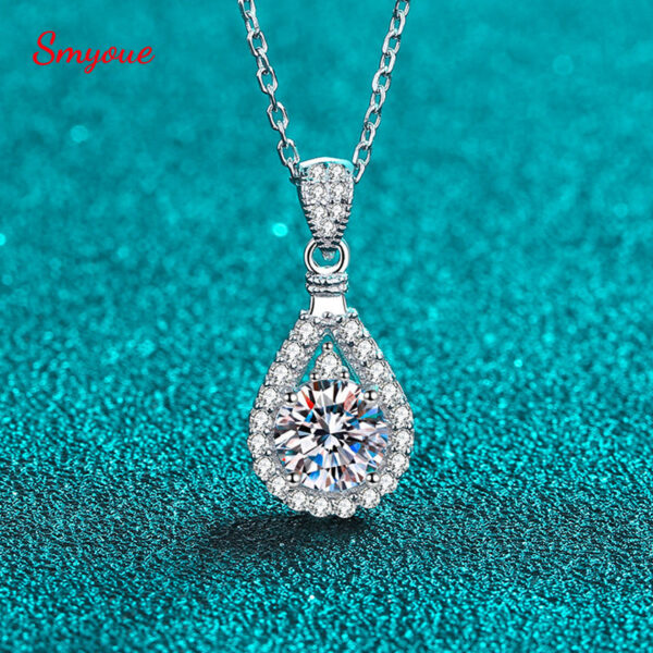 Smyoue 100% Real Moissanite Necklace Women Vvs Round Cut Diamond Pendant for Girlfriend Jewelry S Sterling Sier Gra