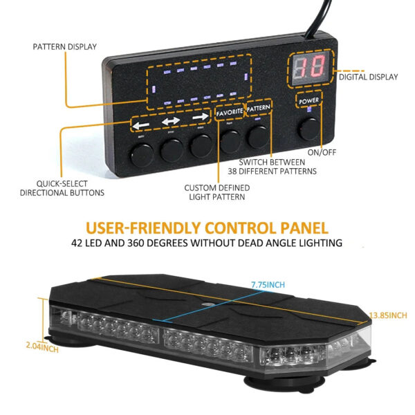 ce2b6d230495dc73 Car Warning Lamp 42 LED Roof Top Strobe With Controller For Truck Ambulance Snow Plow Magnetic Mount Emergency Safety Lights
