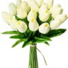 Mandy's 20pcs Yellow Artificial Tulip Silk Fake Flowers 13.5" for Mother's Day Easter Valentine’s Day Gifts in Bulk Home Kitchen Wedding Decorations