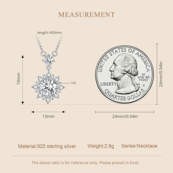 BAMOER Moissanite Halo for Women, 1 Carat Lab Grown Diamond Sterling Sier Chain Necklace