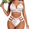 Avidlove for Women O-Ring Linked Cut Out Choker Bra and Panty Set Bondage Lingerie 3 Pieces