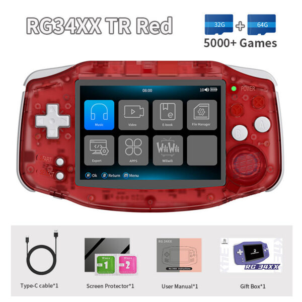 ce6102b736ce646c ANBERNIC RG34XX Retro Video Handheld Game Console 3.4" IPS Screen 32G ux 64-bit System Support 5G WiFi Bluetooth HD TV Output