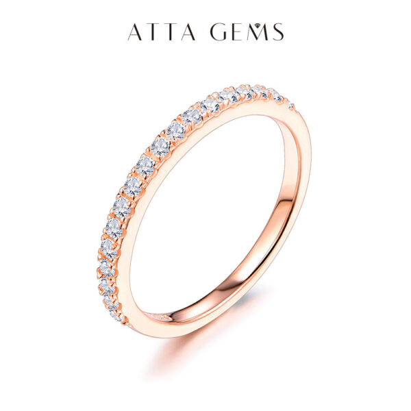 ATTAGEMS Rose Gold Plated Diamond Pass Test Round Excellent Cut Total 0.27 CT Moissanite Ring for Girls tail Jewelry