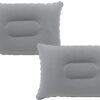 2 Pack Gray Ultralight Inflatable Pillow Small Squared Flocked Fabric Air Pillow for Hiking, Camping, Traveling, Napping, Desk Rest, Neck & Lumbar Support