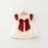 Sweet Solid Color Baby Girl Sleeveless Bow Princess Children Birthday Party Evening Smooth Dress Wedding Toddler Kids Clothes