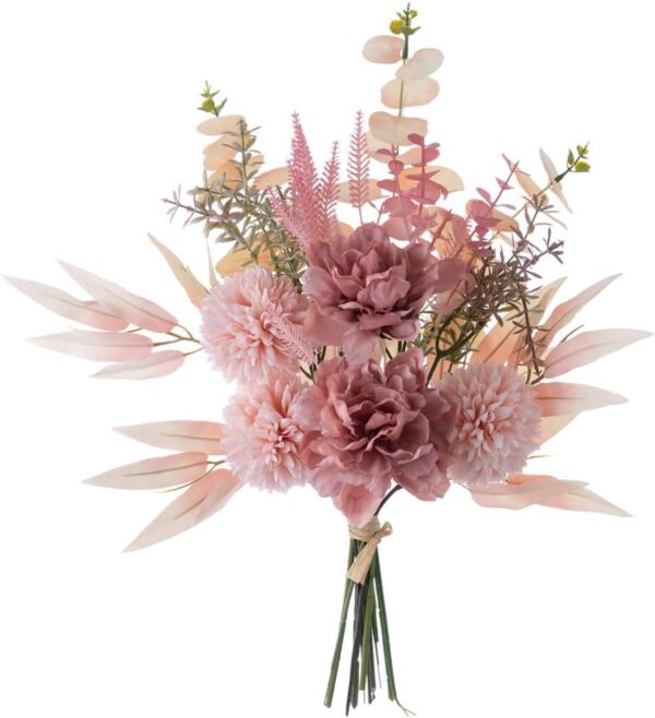 KIRIFLY Artificial Fake Flowers Plants Silk Flower Arrangements Wedding Bouquets Decorations Plastic Floral Table Centerpieces for Home Kitchen Garden Party Décor (Purple White)