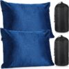 ceb415a6cb5977f0 2 Pack Camping Pillow for Sleeping Shredded Memory Foam Travel Pillow with Storage Bag, Compressible Portable Pillow for Outdoor Camp Backpacking Hiking Essential Gear (Blue, Small)