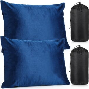 ceb415a6cb5977f0 2 Pack Camping Pillow for Sleeping Shredded Memory Foam Travel Pillow with Storage Bag, Compressible Portable Pillow for Outdoor Camp Backpacking Hiking Essential Gear (Blue, Small)