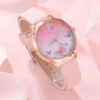 ceb4857df1ad4975 6PCS Set Women Fashion Quartz Female Clock Pink Butterfly Dial Brand Design Ladies Leather Wrist Watch Montre Femme
