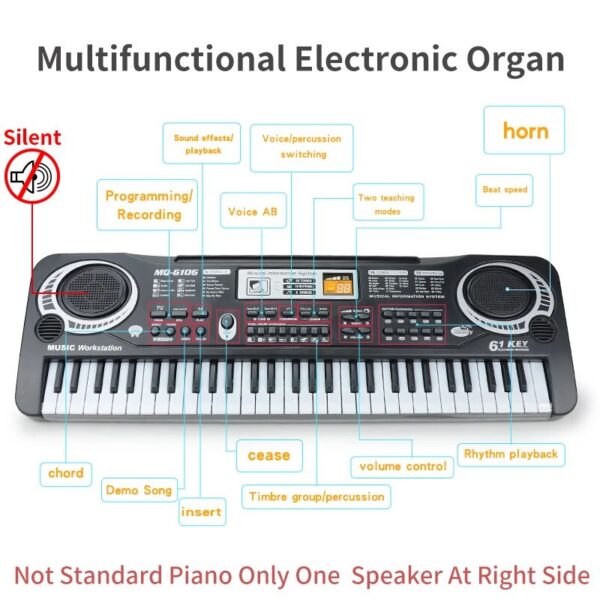 cecc1cd037b89bed Microphone, Kids Keyboard Beginners Electronic Piano with 61 Keys Music Toy Keyboards for Ages 3-12
