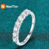 cecec676bf59db16 NeeTim Full Moissanite Ring for Women S Sterling Sier with White Gold Plated Diamond Wedding Bridal Band Fine Jewelry