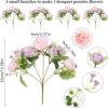 Artificial Peonies Silk Flowers, Faux Peony Bouquet 4 Bundles Florals Arrangements Decor for Farmhouse Home Boho Wedding Table Centerpiece, Fake Plastic Flowers Bulk for Vase Decoration (Pink Purple)