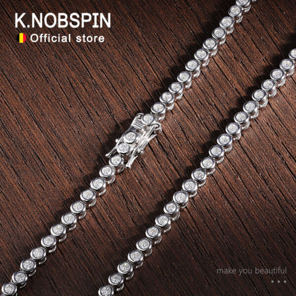 cee1116745f806d0 KNOBSPIN 2mm 3mm Round Moissanite Tennis Necklace D Color Lab Diamond with GRA Pure Sier Wedding Necklaces for Women Man