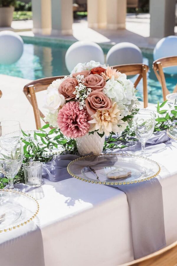 Artificial Rose Flower Dusty Rose Flower Silk Flowers 12 pcs with Long Stem Silk Roses Bouquet for Wedding Bridal Shower Party Home Decoration