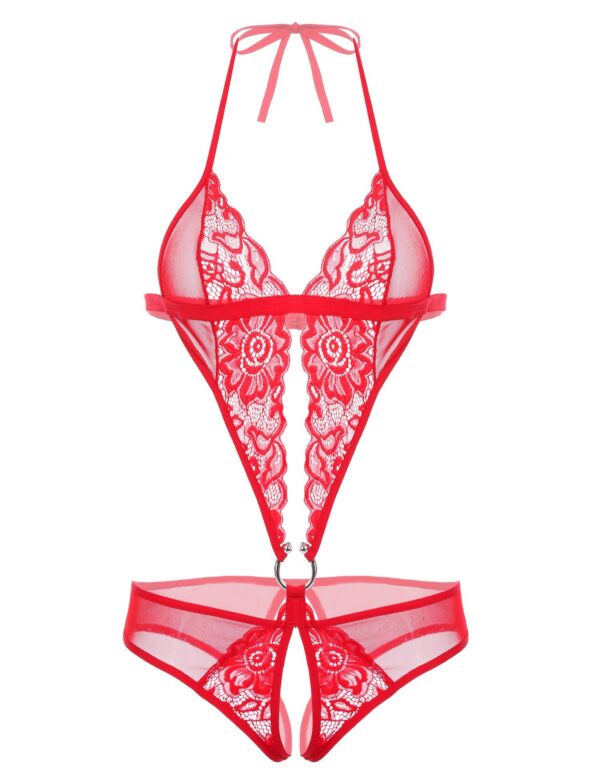 cef326c91d4090f6 Avidlove Women Deep V Lingerie Lace Teddy One Piece Babydoll Mini Bodysuit
