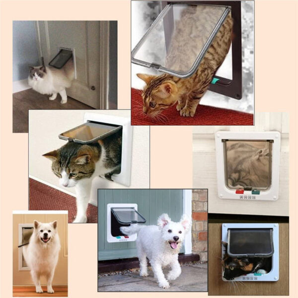 with 4 Way Lock Security Flap for Dog Kitten Small Pet Door Kit Cat Puppy Safety Gate S/M/L 5 Colors