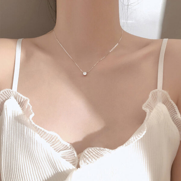 New Trendy Sterling Sier AAA Zircon Choker Necklaces Simple Shiny Diamond CZ Pendants For Women Fine Jewelry NK126