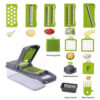cf22a900556cb162 1Pc Green Black 12 in 1 Multifunctional Vegetable Cutter Shredders Slicer With Basket Fruit Potato Chopper Carrot Grater