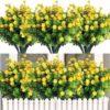 cf2d86da120d8948 RECUTMS 12 Bundles Outdoor Artificial Flowers UV Resistant Fake Boxwood Plants, Faux Greenery for Indoor Outside Hanging Plants Garden Porch Window Box Home Wedding Farmhouse Décor(Yellow)