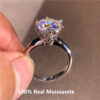 Classic 6 Prongs 5 Carat Round Moissanite Ring Sterling Sier Plated 14K Gold High Clarity D Color Diamond Rings Woman Jewelry