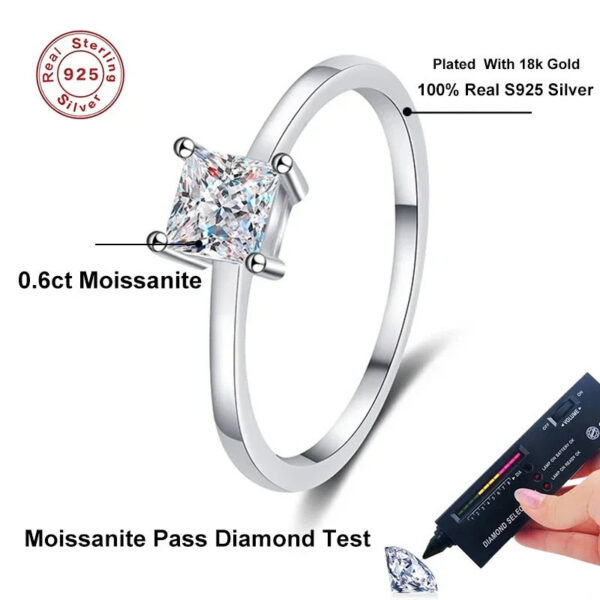 cf414834a7c7a95d NeeTim 0.6 Carat Princess Moissanite Engagement Ring Women Proposal Bridal Rings Sterg Sier Wedding Band with Certificate