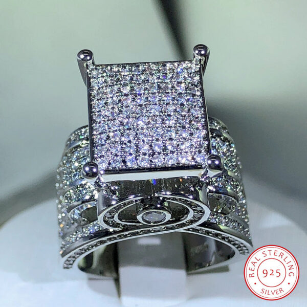 cf47a900c51e66a7 sterling sier high quality white zircon diamond geometric three-dimensional diversified ring suitable for couple