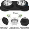 AsFrost Dog Food Bowls Stainless Steel Pet Bowls & Dog Water Bowls No Spill Non Skid, Feeding Bowls with Dog Bowls Silicone Mat for Small Medium Large Size Dogs, Cat Pet Dog Dishes Set, Black, 3 Cup