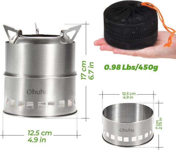 cf49d6b051711570 Ohuhu Rocket Stainless Steel Lightweight Camping Stove - Wood Alcohol Portable Outdoor Cooking Picnic BBQ Hiking with Mesh Bag