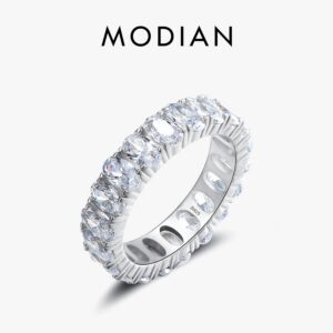 Modian New 100% 925 Sterling Silver Classic Oval Sparkling Finger Ring For Women Luxury AAAAA CZ Wedding Engagement Fine Jewelry