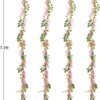Lvydec Wisteria Artificial Flowers Garland, 4 Pcs Total 28.8ft Artificial Wisteria Vine Silk Hanging Flower for Home Garden Outdoor Ceremony Wedding Arch Floral Decor (Pink)