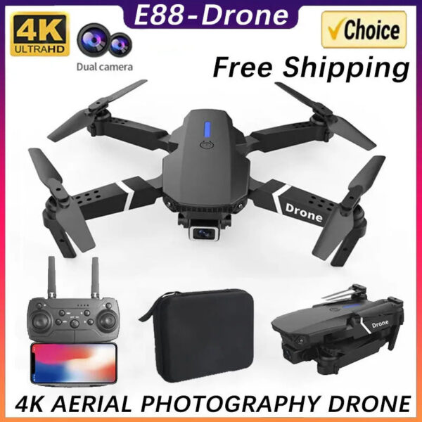 New E88Pro Drone 4K Professinal With 1080P Wide Angle Dual HD Camera Foldable RC Helicopter WIFI FPV Height Hold Apron Sell