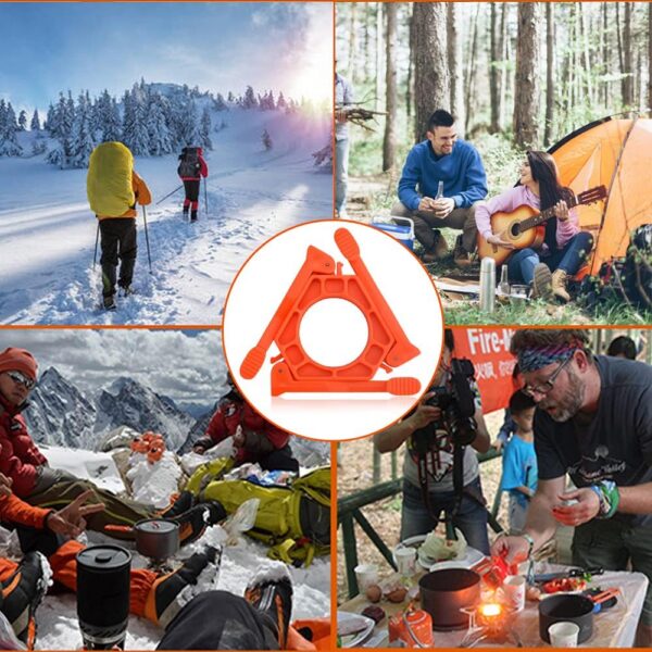 STCRERAG Gas Tank Bracket Foldable Canister Stand Gas Canister Support Orange Gas Tank Stove Stand Bracket Tripod Outdoor Stove Flat Gas Tank Holder for Outdoor Camping Hiking Picnic Cooking