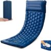 Sleeping Pad for Camping, Ultralight 4.7" Extra-Thick Inflatable Camping mat with Pillow Built-in Foot Pump, Compact Lightweight Air Mattress for Camping Backpacking Hiking Car Travel Tent, Navy Blue