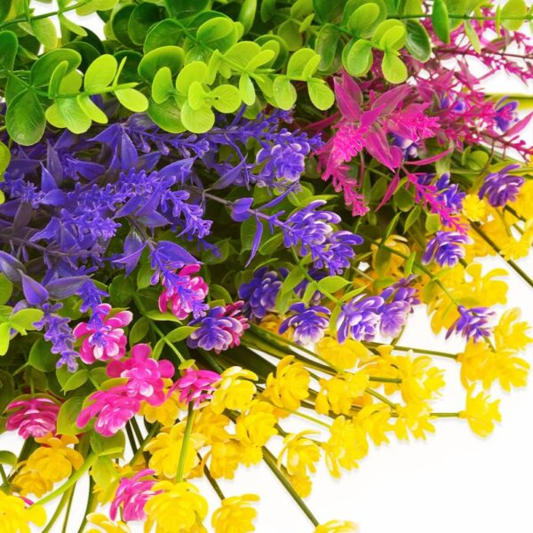 cf9a4a9a2a1a1649 12 Bundles Outdoor Artificial Fake Flowers UV Resistant No Fade Boxwood Faux Plastic Shrubs Plants for Garden Patio Porch Window Box Home Wedding Farmhouse Hanging Décor