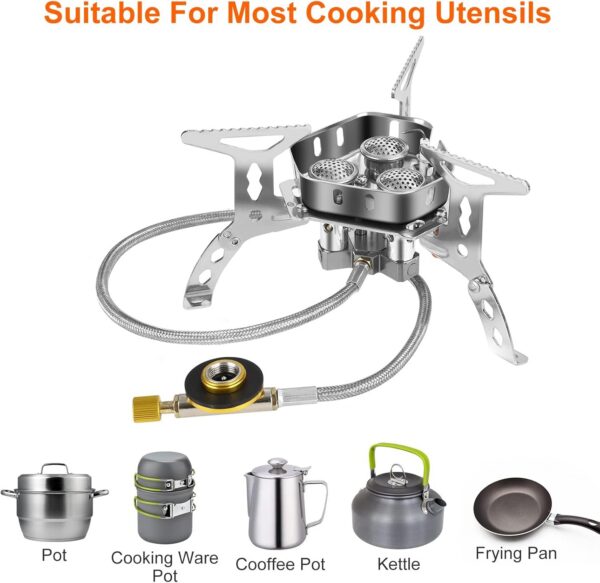cfa1eb71a5dafb16 Camping Gas Stove 6600W, Portable Outdoor Camping Furnace, Folding Wild Camp Gas Burner, Backpacking Stove Suitable for Hiking, Camping, Trekking and Picnic