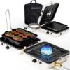 AFFLUENT 2 Burner Propane Camping Stove with Grill and Storage Bag- A Must - Have Camp Stove Propane! Foldable, Featuring Two Adjustable Burners Ideal Portable Camping Stove for Camping & BBQ(White)