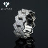 cfbd777618cb1d0f Sterling Sier Full Moissanite Rings with Gra Double Row Diamond Cuban Chain Ring for Men Women Hip Hop Fine Jewelry