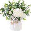 cfc0d672594d853b CEWOR Artificial Flowers with Vase Faux Flowers in Vase Fake Flowers Bouquet for Table Centerpiece Decorations Home Kitchen Decor