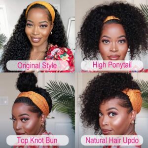 cfd70529b0847f64 Headband Wig Kinky Curly MYLOCKME Glueless Full hine Made Brazilian Remy Human Hair Wigs For Women 180% Density