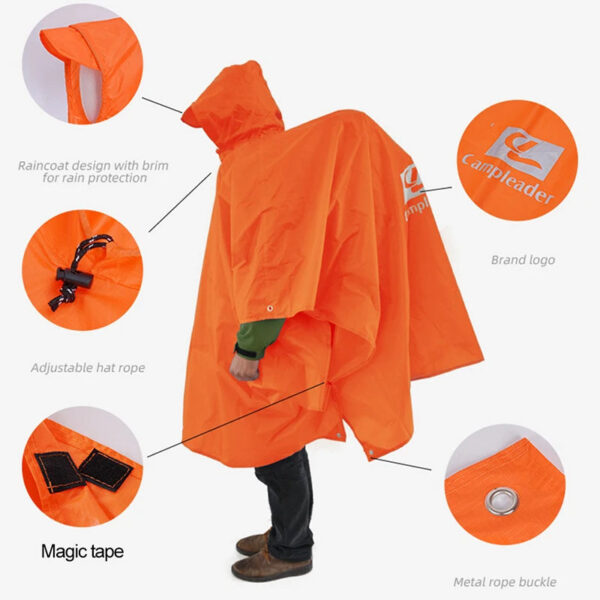 cfdf3caa4a0c5c4a Outdoor 3 In 1 Raincoat Hooded Sleeve Waterproof Rain Poncho Motorcycle Rain Cover Camping Hiking Travel Portable Rainwear Tent