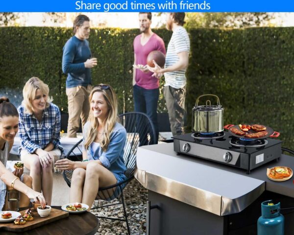 cfe9482a57bf898b Propane Stove 2 Burner Gas Stove Auto Ignition 26000 BTU Tempered Glass Propane Burner LPG with CSA Hose for Outdoor Cooking, Emergency