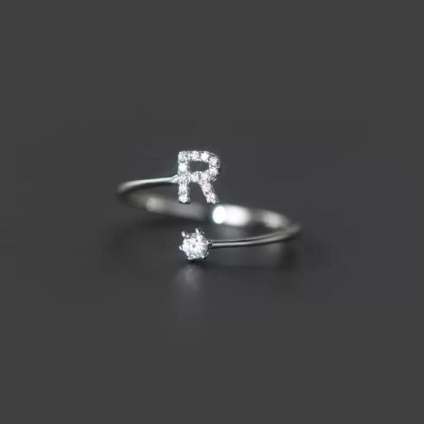 Fashion Sterling Sier 26 Letter Sparkling Diamond Zircon Open Index Finger Your Name Ring Birthday Party Jewelry