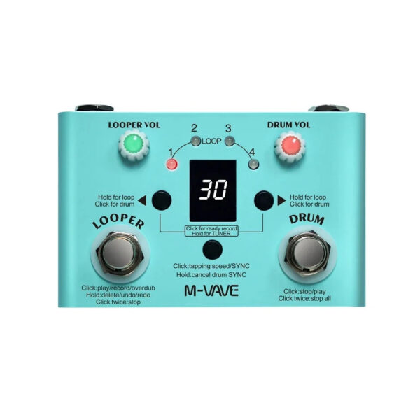 M-vave Lost Tempo Drum Machines & Looper Pedal Built-in 30 Drums 11 Mins Recoding Time High Precision Tuner Guitar Effect pedal