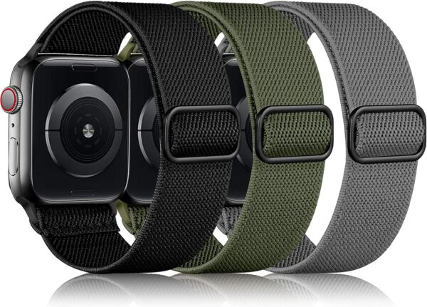 d00a7f479f5cb0a9 DaQin 3 Pack Elastic Bands Compatible with Apple Watch Band 45mm 44mm 49mm 42mm 41mm 40mm 38mm Women Men, Soft Nylon Solo Loop Straps for Apple Watch SE iWatch Series 9/8/7/6/5/4/3/2/1/Ultra/Ultra 2