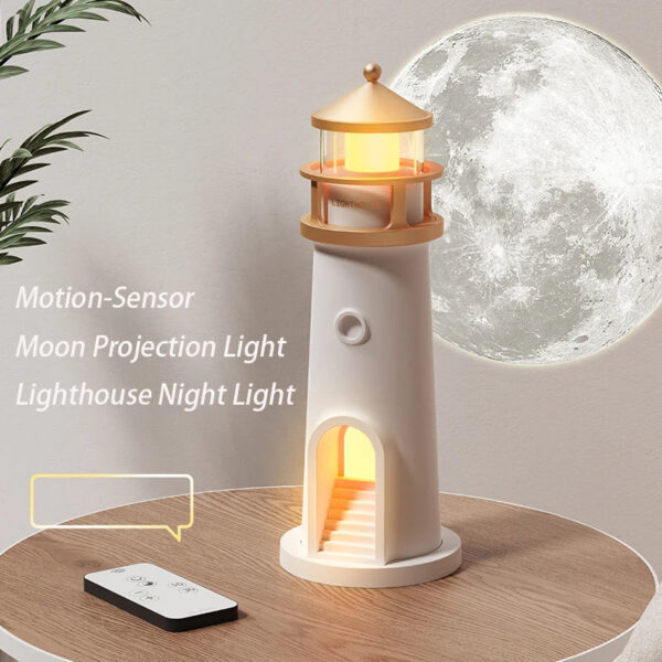 d00ce4b9baa2ab08 Moon Lamp Projection Lighthouse Lamps Night Light Remote Control Bluetooth Music Motion Sensor Ambient Lights Xmas Birthday Gift